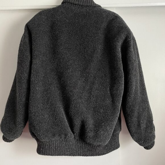 Peruvian Connection Bomber Jacket Size M Gray Alpaca Wool Vintage Button Coat - Picture 8 of 15